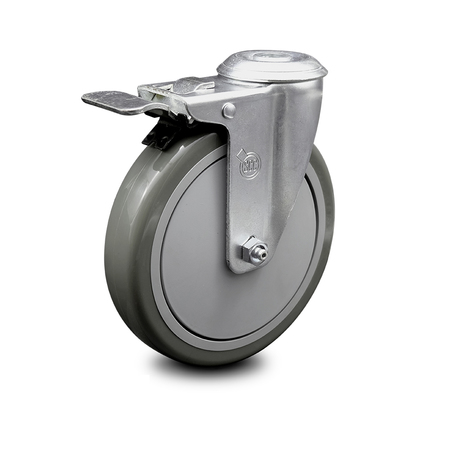 SERVICE CASTER 6 Inch Gray Polyurethane Wheel Bolt Hole Caster with Total Lock Brake SCC SCC-BHTTL20S614-PPUB